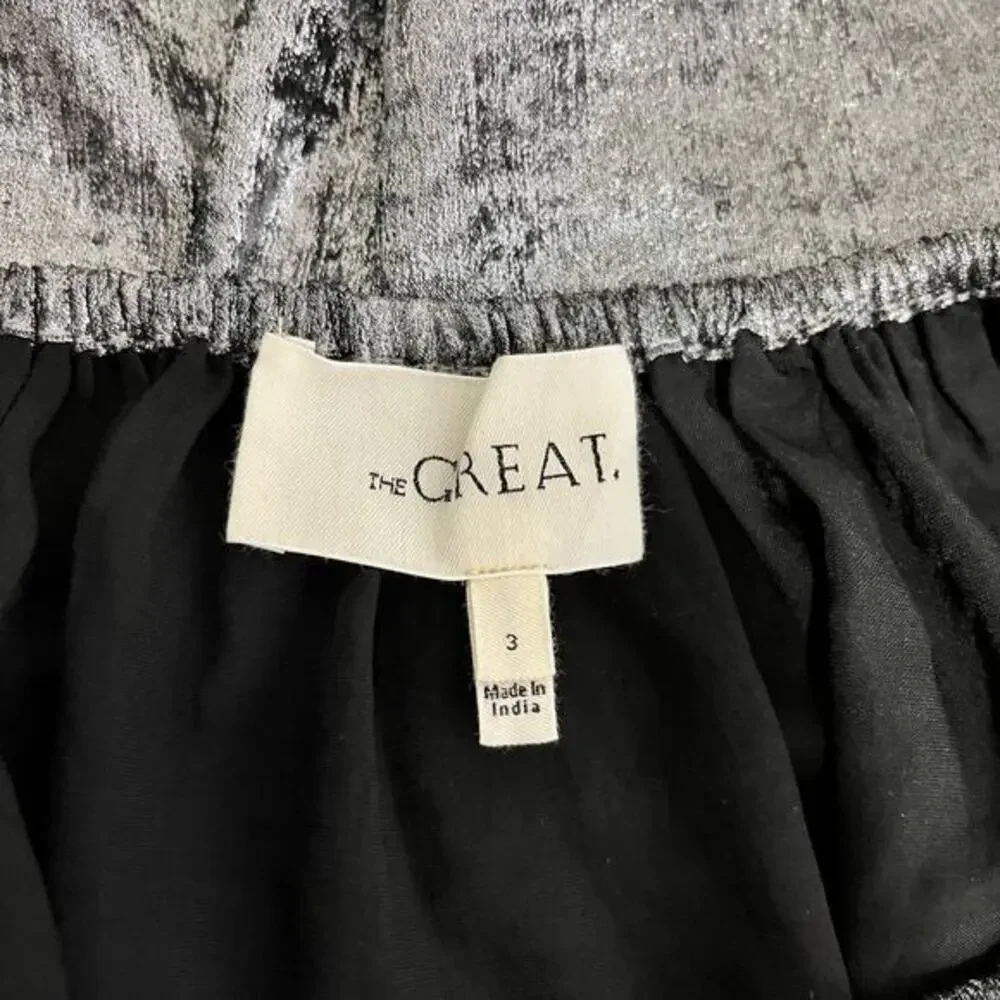 Metallic Silver Velvet Blouse - Women’s Long Sleeve Gathered Neck - Picture 5 of 7